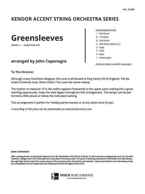 Greensleeves (Score)