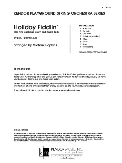 Holiday Fiddlin' (Boil 'Em Cabbage Down and Jingle Bells) (Score)