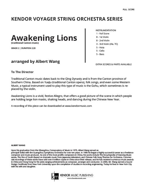 Awakening Lions (traditional Canton music) (Score)