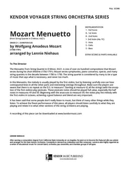 Mozart Menuetto (From String Quartet In D Minor, K421) (Score)