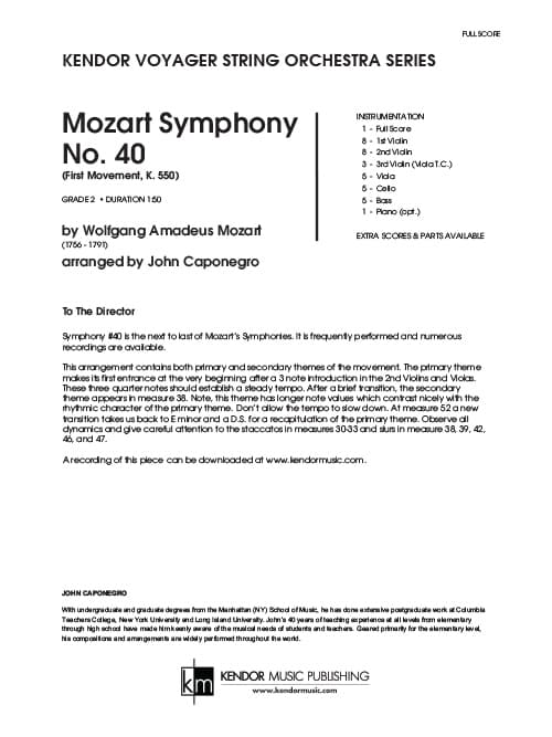 Mozart Symphony No. 40 (First Movement, K. 550) (Score)