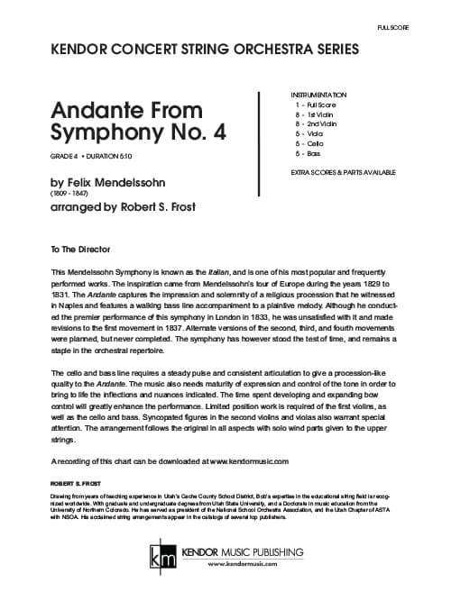 Andante From Symphony No. 4 (Score)