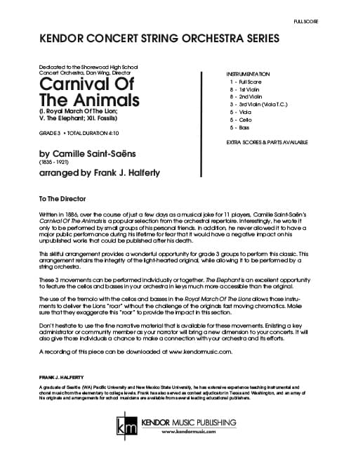 Carnival Of The Animals (Score)