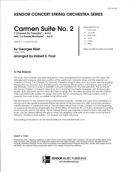 Carmen Suite No. 2 (Chanson Du Toreador, La Garde Montante) (Score)