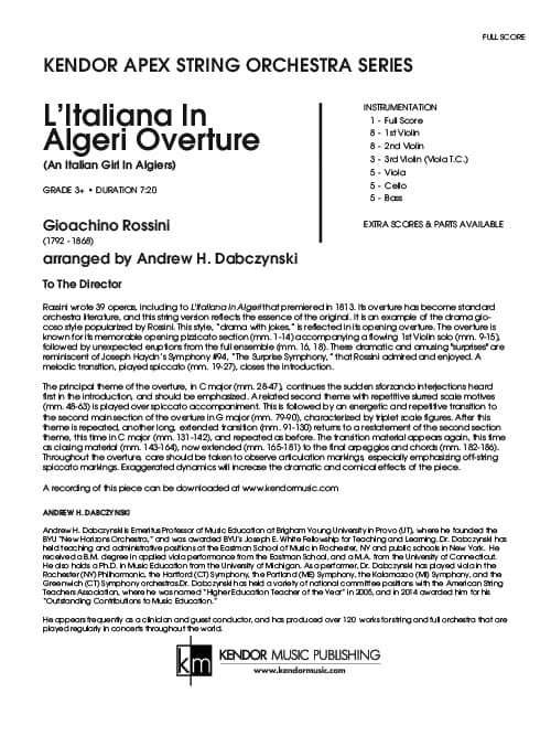 L'Italiana In Algeri Overture (An Italian Girl In Algiers) (Score)